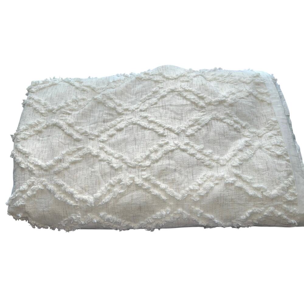 Rachel Ashwell King Duvet Cover White Chenille 101x89” shabby chic cottage core